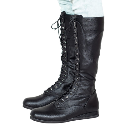 Matte Black Wrestling Boots Halloween Costume Cosplay