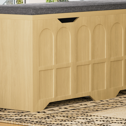 Storage Bench L-Shape 3 Piece MDF Natural Padded Seat 63x63x19 In 360 LB