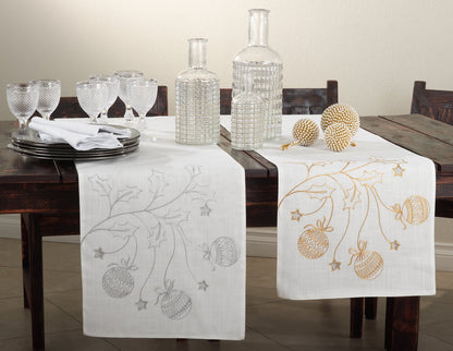 Boules De Noël Holiday Christmas Design Table Runner (Red)