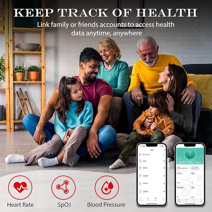 Smart Health Ring for Women Men Fitness Tracker with Heart Rate, Blood Oxygen, Blood Pressure, Sleep Monitoring, Step Counting, IP68 Waterproof for iPhone and Android, No APP Fee, Gold 13#
