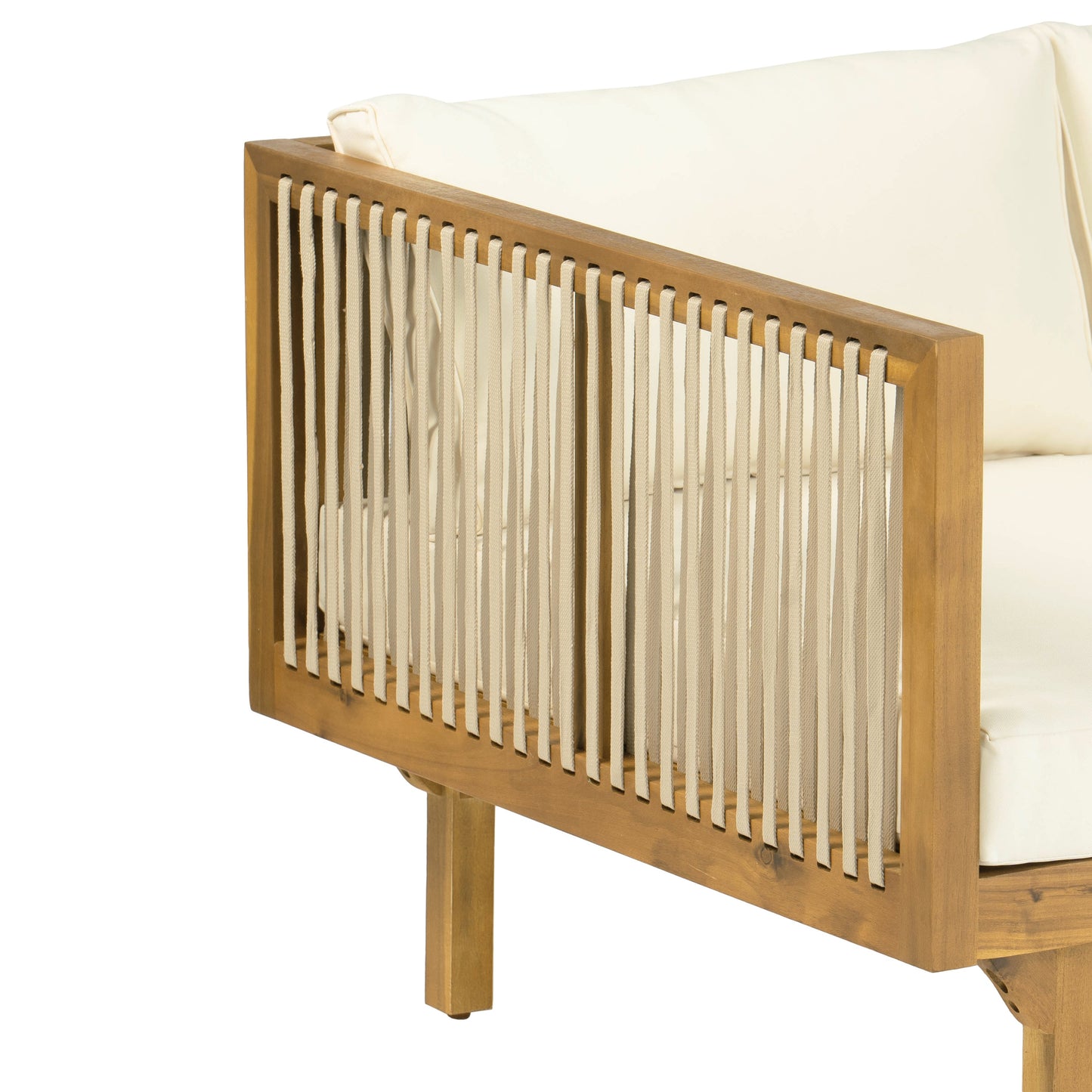 Outdoor Patio Sofa Acacia Wood Rope 67.5