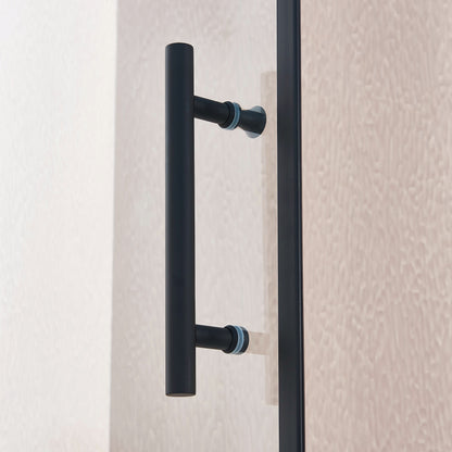 32-33.5in W x 75in H Pivot Single Swing Shower Door, Matte Black, 6mm Glass
