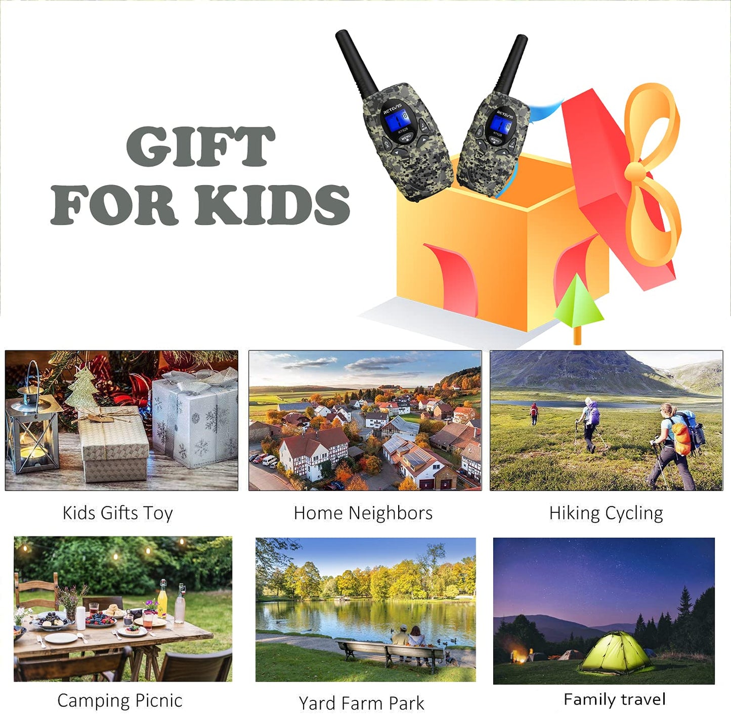 Retevis RT628 Rechargeable Walkie Talkies for Kids, 22 Channels 2 Way Radio with Backlit LCD Screen VOX, Kids Toys for 6-12 Years Old Boys Girls Birthday Gift, Indoor Outdoor Adventure(Red, 2 Pack)