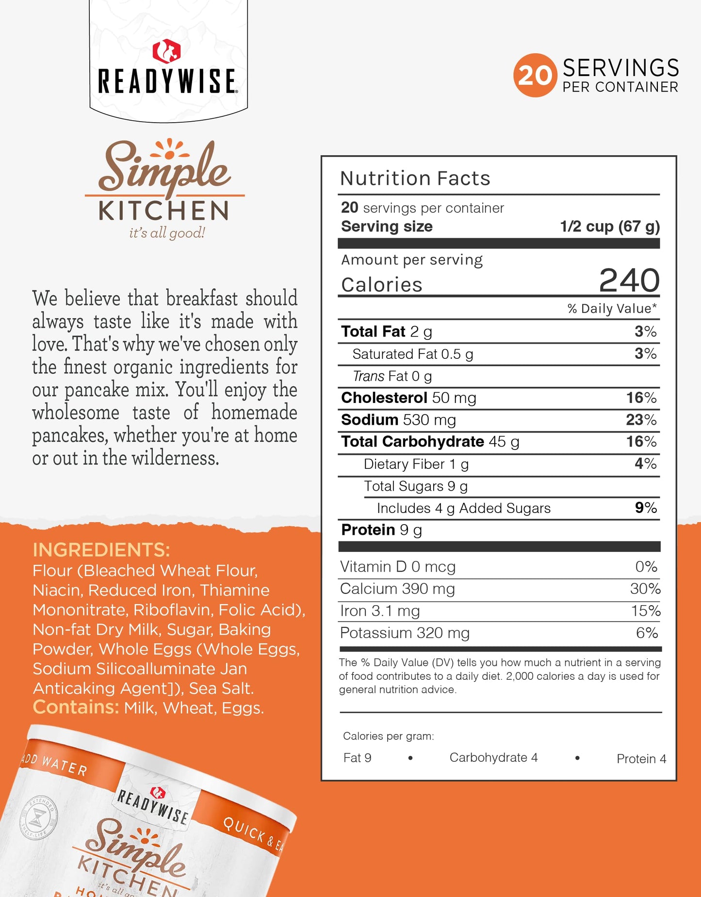 READYWISE - Simple Kitchen Freeze Dried Whole Blueberries, 28 Servings, Vegan, Gluten Free, Fruit Snacks, Emergency Supplies, Dehydrated Fruit, Blueberries