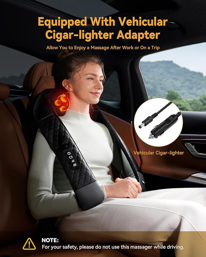 Shiatsu Neck and Shoulder Massager with Heat, Neck and Back Massager, Deep Tissue 4D Kneading Massage Pillow for Shoulder, Back, Body Muscle Pain Relief, Gifts for Women Men Mom Dad Friend, Corded Use