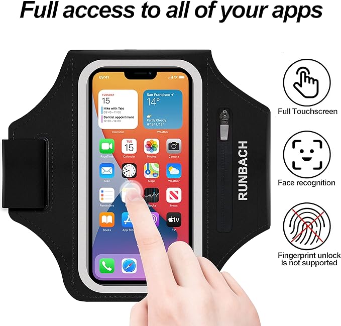 Armband for Samsung Galaxy S25 Ultra/S24 Ultra/S23 Ultra/S22 Ultra/S21 Ultra/S20 Ultra/S25+/S24+/S23+/S22+/S21+/S20+/S10+/S9+/S8+, with Zipper Pocket for for Galaxy Buds (Black)