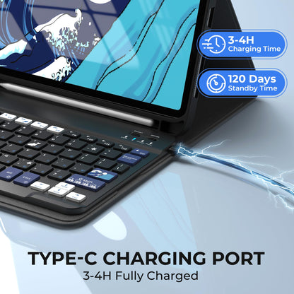 OHY iPad 11th 10th Gen Case Keyboard Wireless Backlit Detachable Black PU