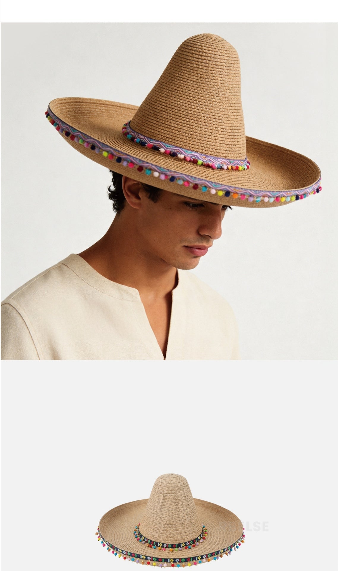 Panama Cowboy Hat, Rider Hat, Beach Brazilian Sun Hat, Men's Straw Hat, Wide Brim UV Protection Hat For Cross-border Amazon Sales