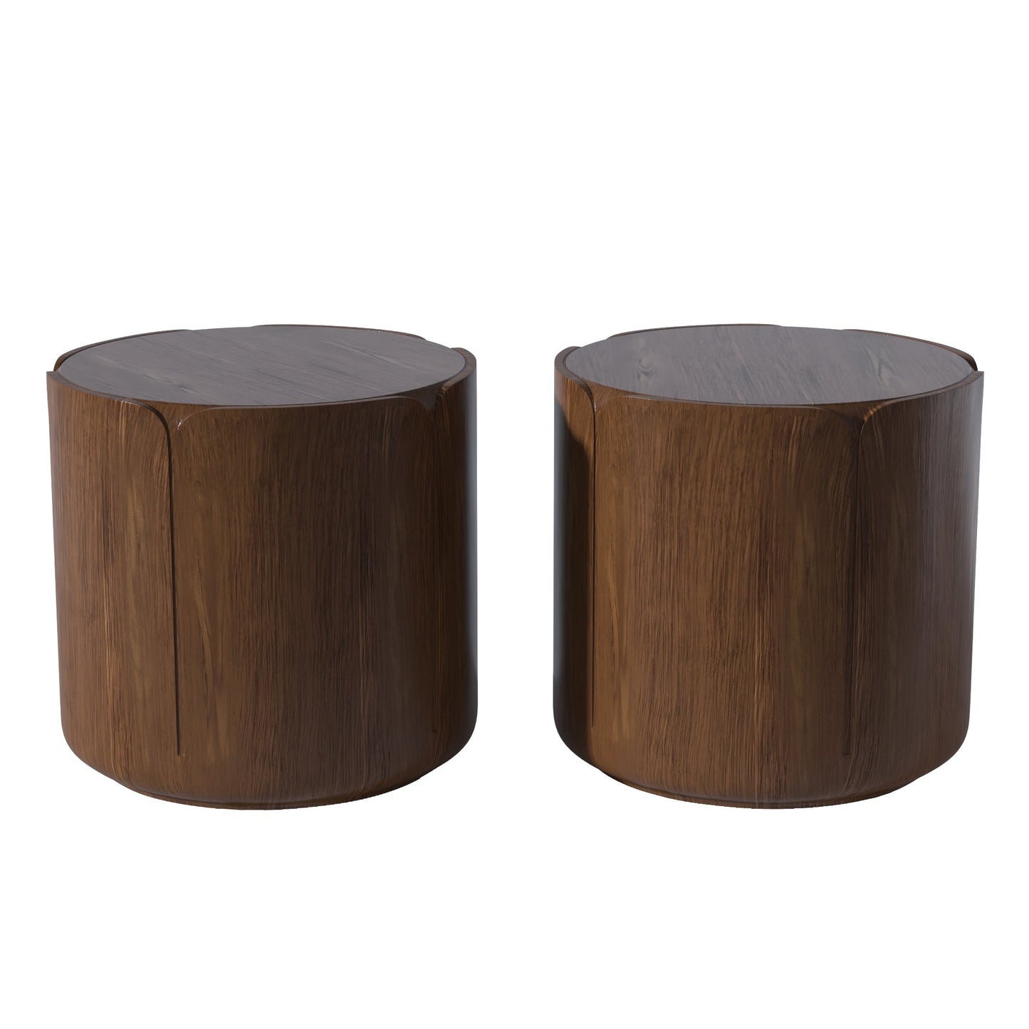 19.29 in Outdoor Side Table Set of 2, Wood Grain, Waterproof, Patio, Brown