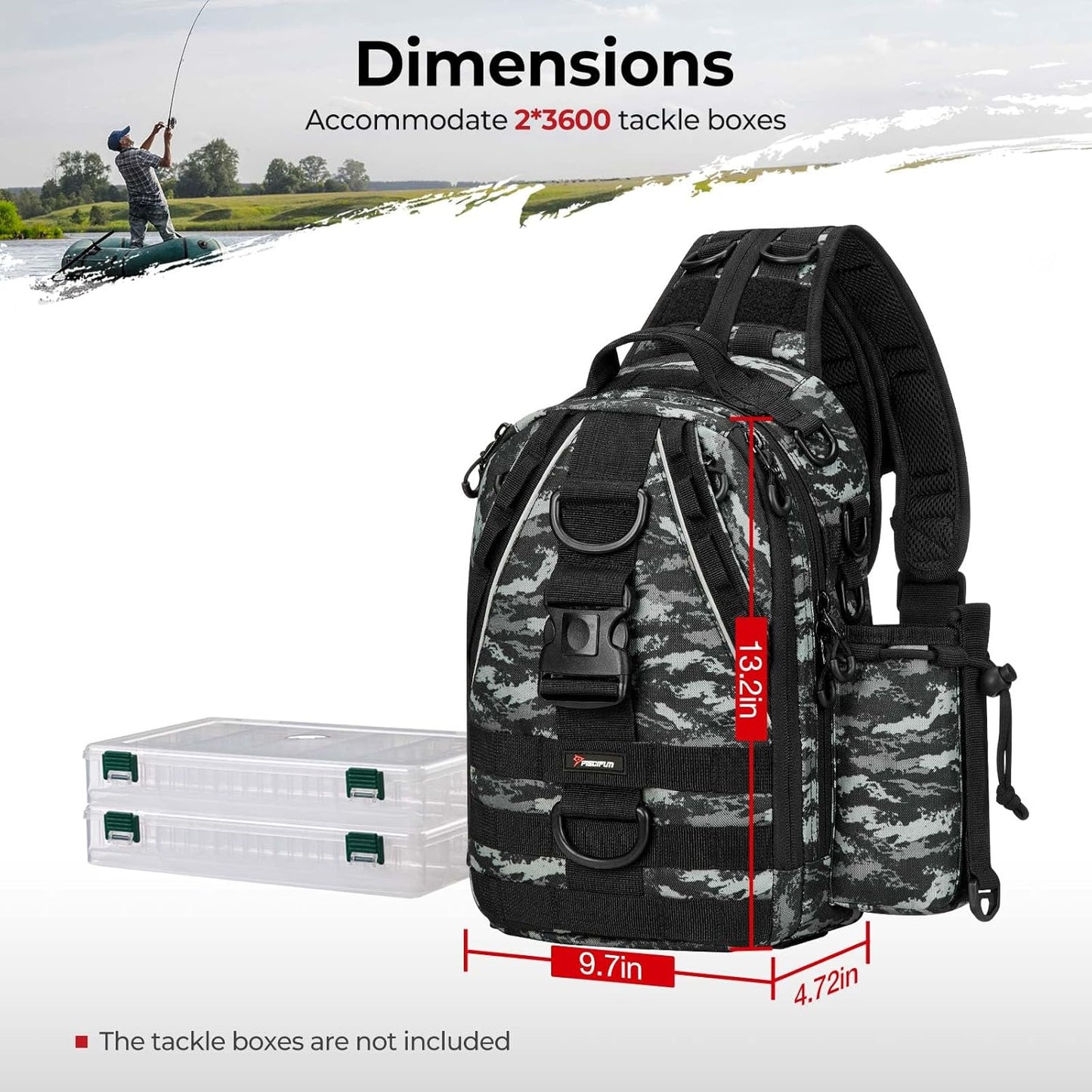 Piscifun Fishing Backpack with Rod Holder, Lightweight Sling Bag Storge Gear and Equipment