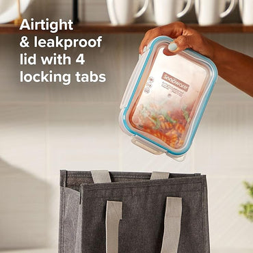Snapware Total Solutions (12 Pack, 1, 2 & 4 Cup) Glass Food Storage Containers Set, Airtight & Leakproof Locking BPA-Free Lids, Freezer Dishwasher Microwave Safe