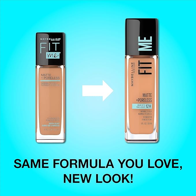 Maybelline Fit Me Matte + Poreless Liquid Oil-Free Foundation Makeup, Fair Ivory, 1 Count (Packaging May Vary)