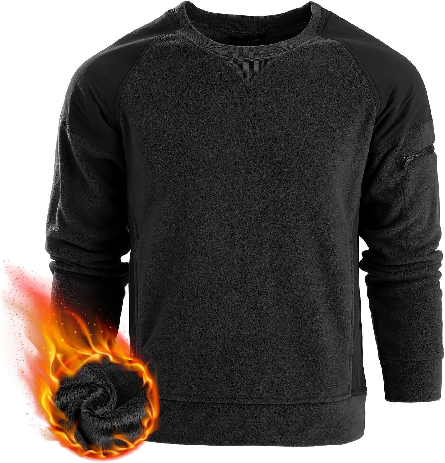 FREE SOLDIER Men's Tactical Winter Fleece Pullover Hoodie Warm Long Fleece lined Hooded Sweatshirt