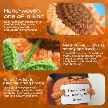 Lanpul Handmade Crochet Sunflower Teacher Appreciation Gift Yellow 1 Pc