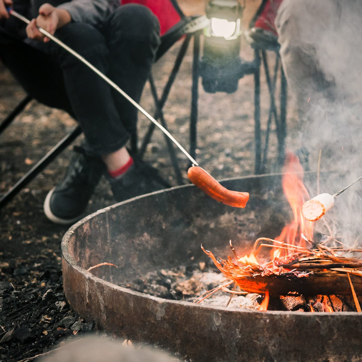 MalloMe Smores Sticks for Fire Pit 45 inch Extra Long - Marshmallow Roasting Sticks Smores Kit -Smore Skewers Hot Dog Fork Campfire Cooking Equipment, Camping Essentials, Outdoor Accessories (4 Pack)