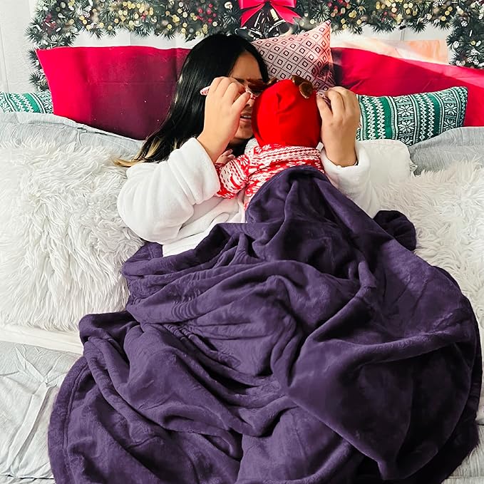 Bedsure Fleece Throw XL Blanket Purple - 300GSM Soft Lightweight Plush Cozy Blankets for Bed, Sofa, Couch, Travel, Camping, 50x70 inches
