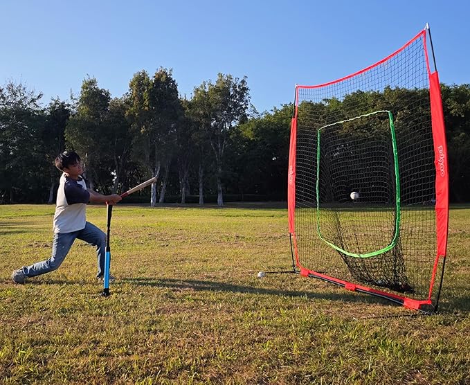 Baseball&Softball Tee,Batting Tee,Adjustable Height:25-37 inches，2 Flexible Top Rubber,X-Style Foldable&Heavy-Duty Base and Carrying Bag for Easy Store&Carrying