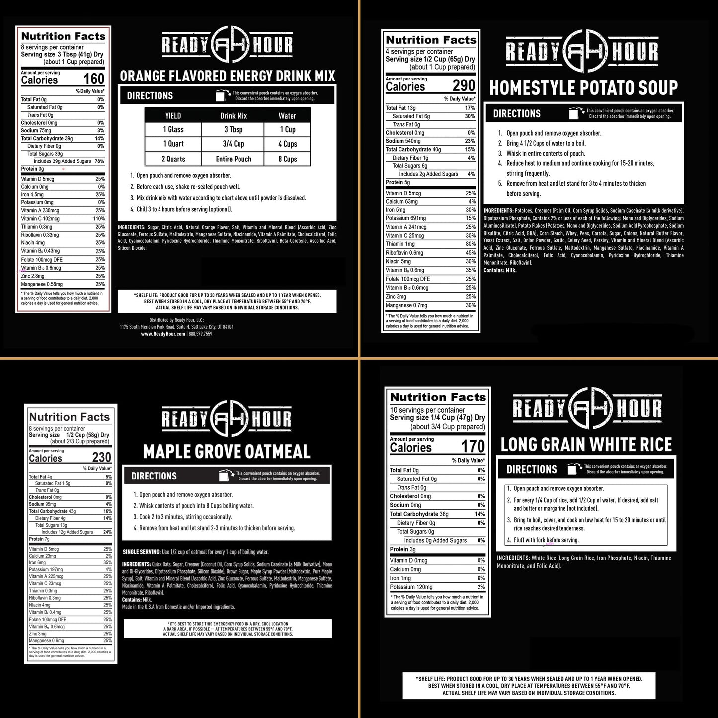 Ready Hour 72-Hour Emergency Food Kit Sample - Survival Meals Variety Pack for Disaster Prep, Freeze-Dried/Dehydrated Camping Food, Bug Out Bag MRE Alternative, Preparedness & Power Outage Supplies