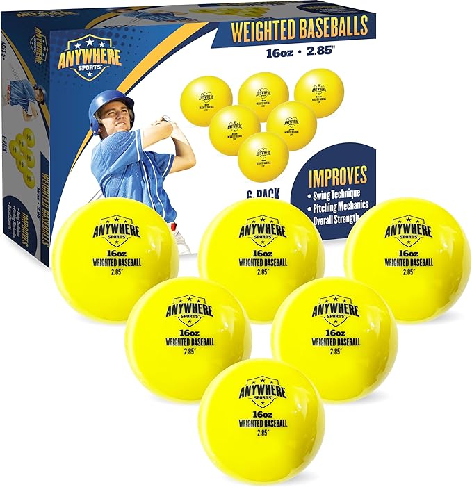 Weighted 16 oz Training Baseballs - Hitting & Pitching for All Skill Levels - Improve Power and Mechanics with Weighted Baseball Training Balls, 2.85” Diameter