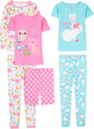 Girls Cotton Pajama Set 6-Piece - Snug Fit PJ Pack for Babies Toddlers