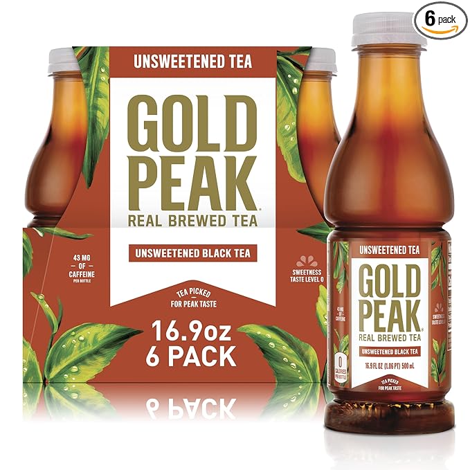 Gold Peak Tea, Unsweet Tea, 16.9 fl oz, 6 Pack