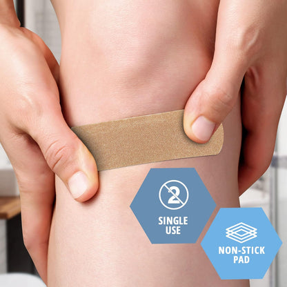 MedPride Sterile Fabric Adhesive Bandages, 3/4'' x 3" First Aid Bandages Coated with Hypoallergenic Adhesive & Non-Stick Pad - 100/Box, Case of 24 (2400 Count)
