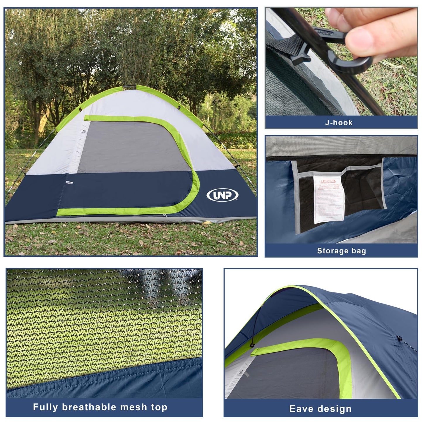 Camping Tent 4 Person, Waterproof Windproof Tent with Rainfly Easy Set up-Portable Dome Tents for Camping