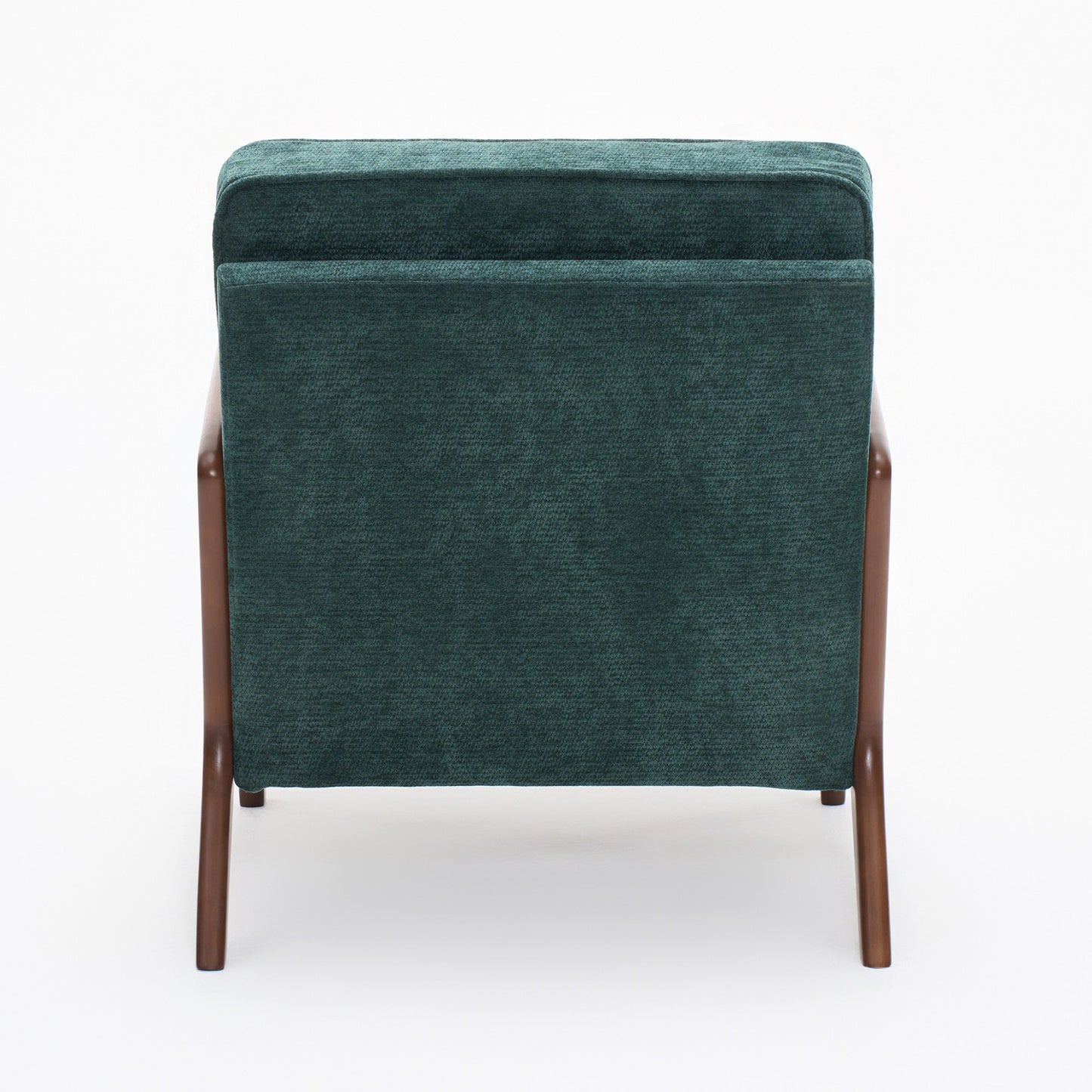 Accent Chair Mid-Century Lounge Dark Green Lumbar Cushion Wood Arms 26x29x30 In