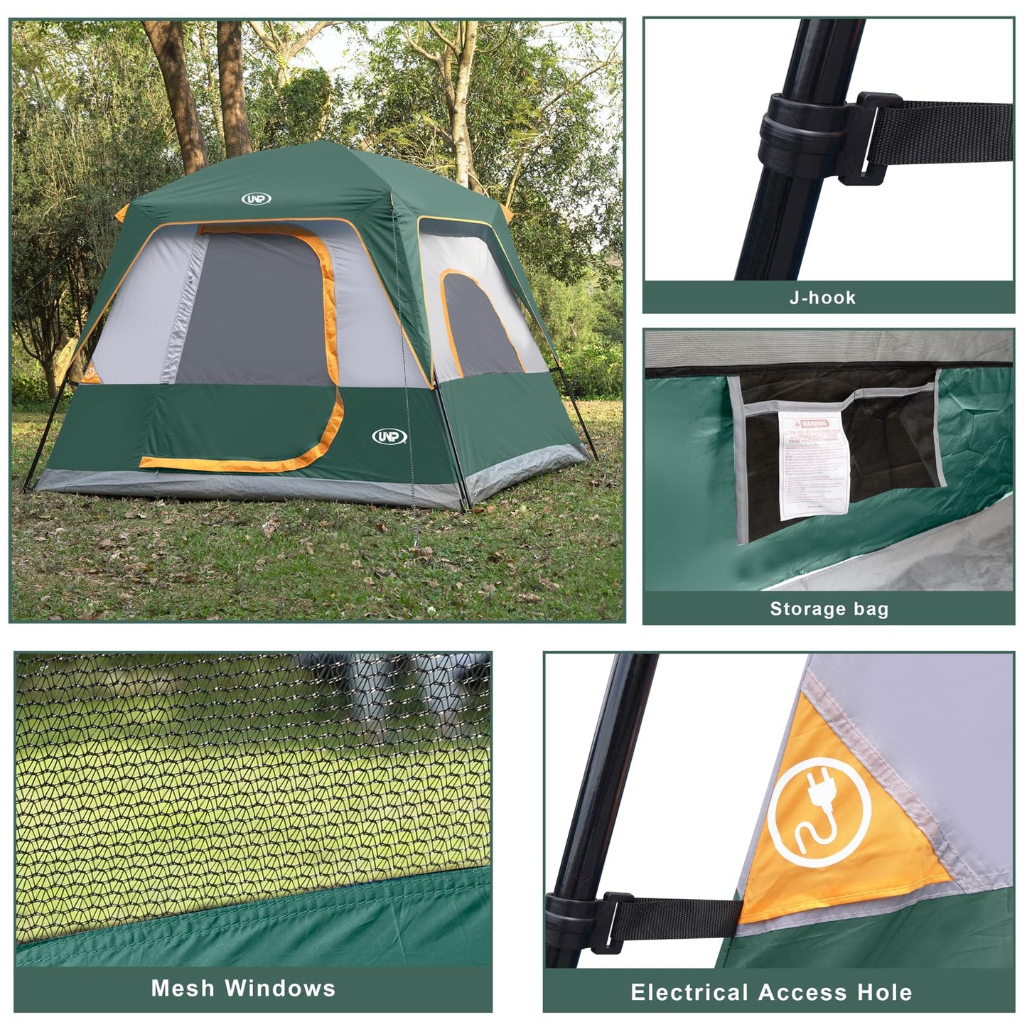 UNP 2/4/6/8 Person Tent, Portable Cabin Tent, Camping Tent 4-Person Easy Set Up, Waterproof with Top Rainfly for Outdoor Camping/Hiking | Easy Set Up, Waterproof, Top Rainfly