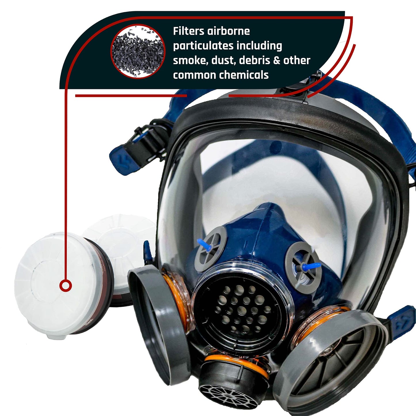 Parcil Distribution Gas Mask Survival Nuclear and Chemical Full Face Respirator - Organic Vapor & Particulate - CE Tested