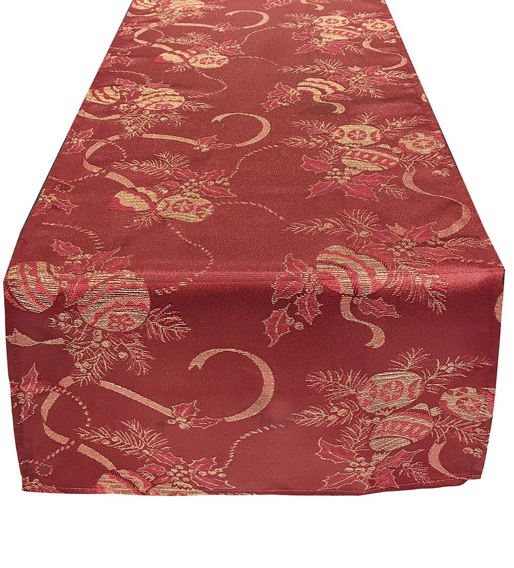 Fennco Styles Royal De Noel Holiday Design Jacquard Rectangular Tablecloth. One Piece.