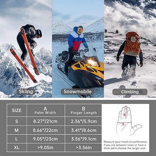 HANDLANDY Winter Gloves for Men Women, Thermal Gloves for Cold Weather Driving Cycling Ski Outdoor, Insulated Leather Work Gloves (XL, Black)