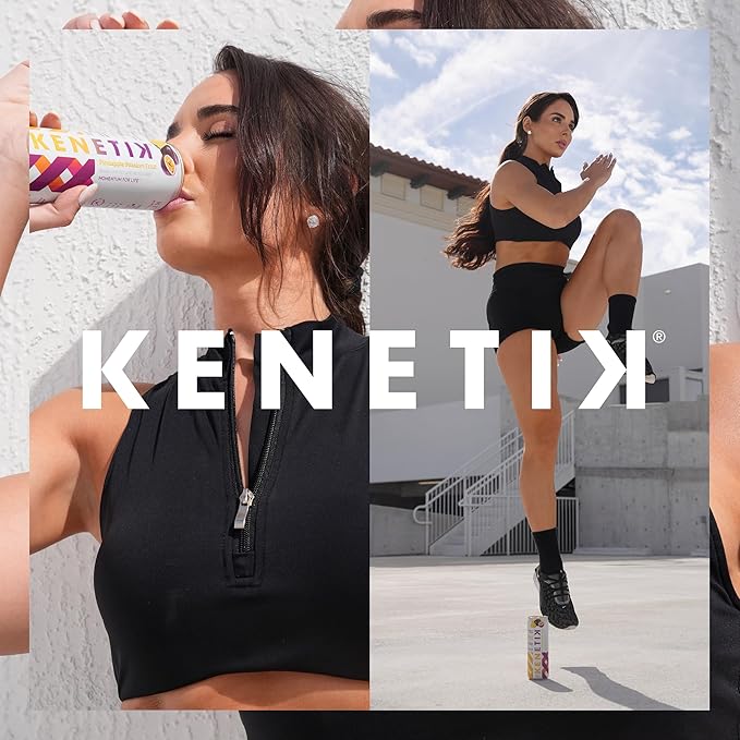 KENETIK Nootropic Ketone Drink, Ketones for Energy & Focus, Caffeine & Sugar Free, High Performance D-BHB Ketone Mix, Fuel w/Zero Crash or Jitters, Ready to Drink - Pineapple Passionfruit 12 Pk