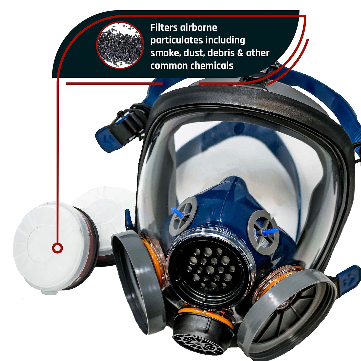 Parcil Distribution Gas Mask Survival Nuclear and Chemical Full Face Respirator - Organic Vapor & Particulate - CE Tested