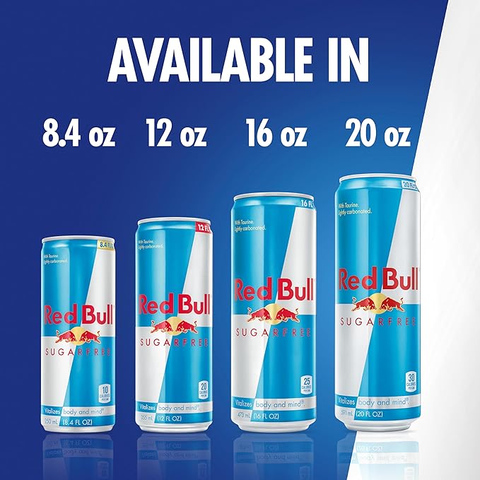 Red Bull Sugar Free Energy Drink with 151mg Caffeine plus Taurine & B Vitamins, 16 Fl Oz, Pack of 12 Cans