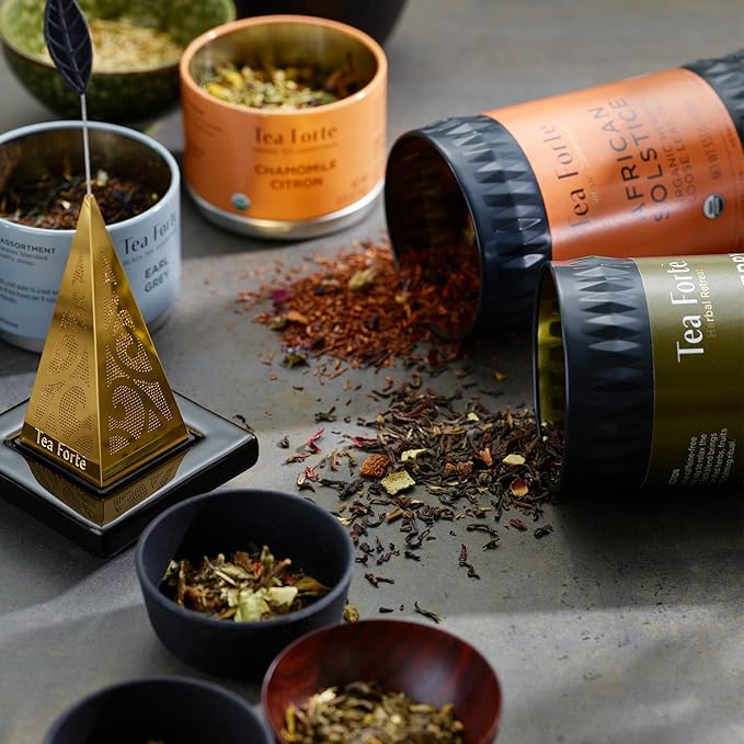 Tea Forte Harvest Apple Spice Premium Organic Loose Leaf Caffeine-Free Herbal Tea Blend Canister, Makes 35-50 Cups