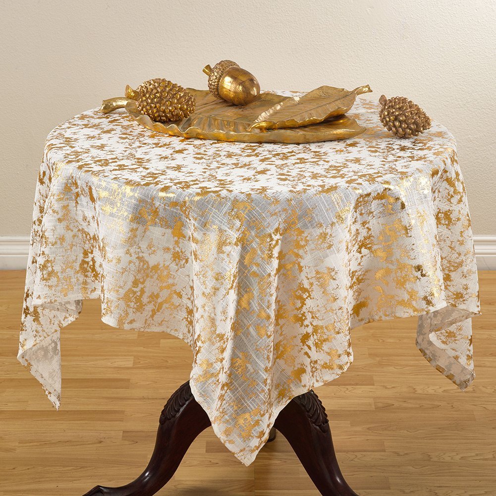 Fennco Styles Gold Bottega Foil Print Tablecloth