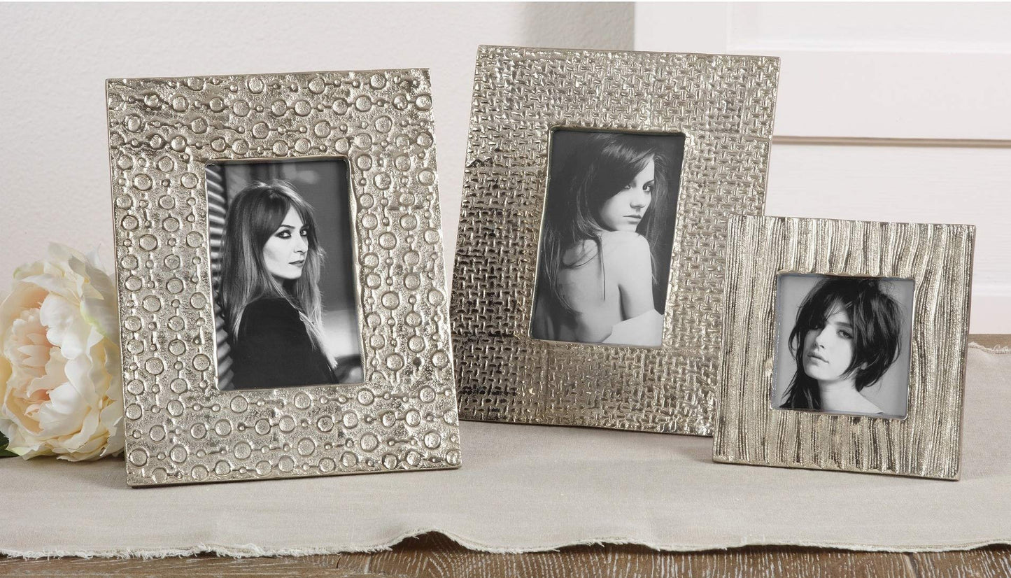 Fennco Styles Modern Design Hammered Aluminum Picture Frame (Straight Lines)