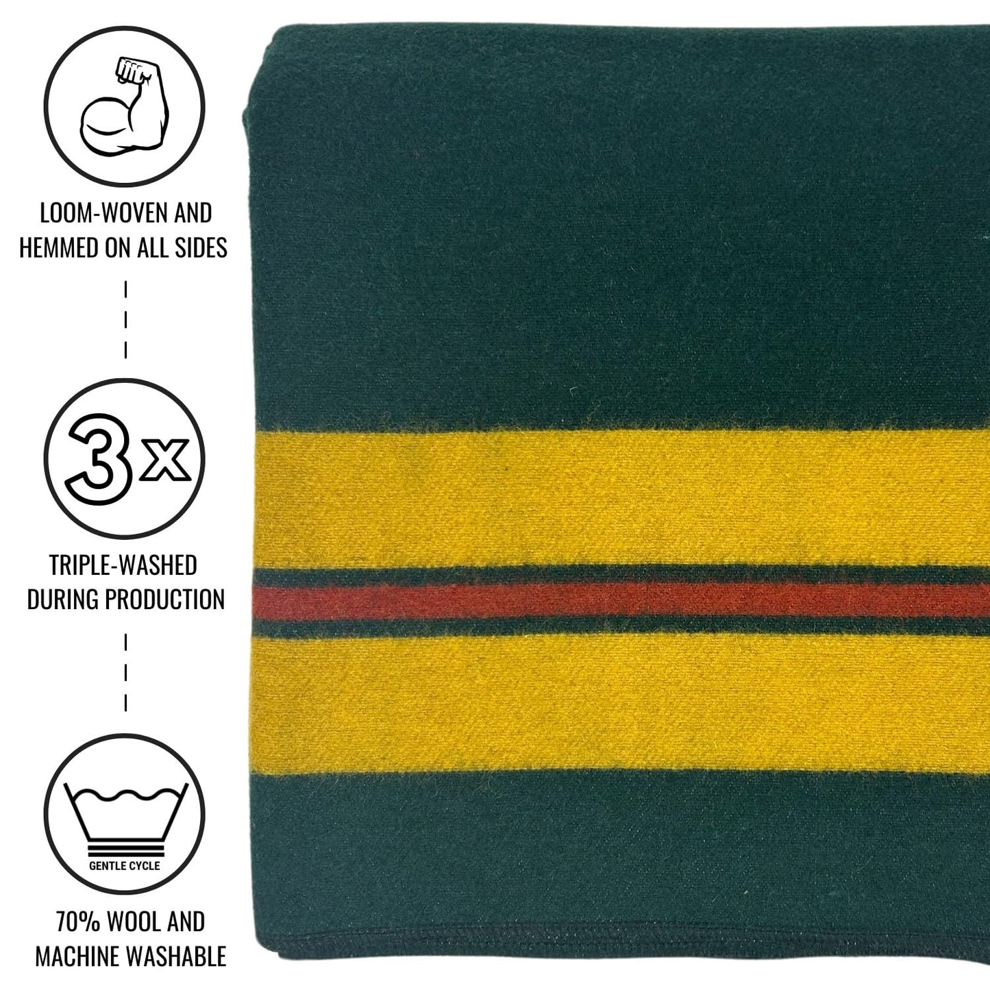 Arcturus Rainier Wool Blanket - 4.5lbs Warm, Heavy, Washable, Large | Great for Camping, Outdoors, Survival & Emergency Kits (Sunset Peak)