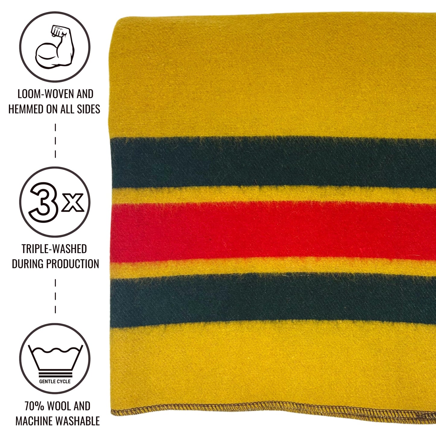 Arcturus Rainier Wool Blanket - 4.5lbs Warm, Heavy, Washable, Large | Great for Camping, Outdoors, Survival & Emergency Kits (Sunset Peak)