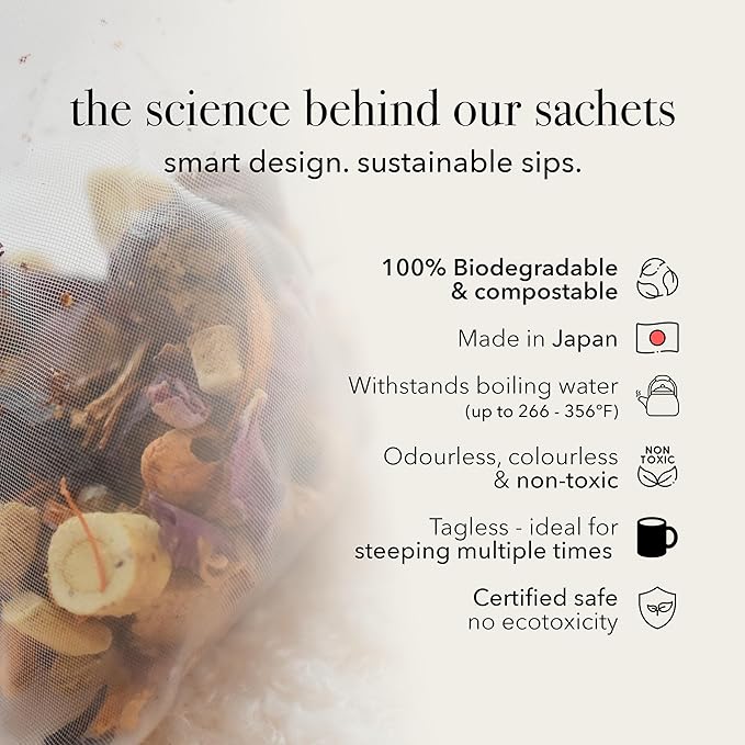qìsane Chrysanthemum Tea Bags with Organic Dried Goji Berries - Dried Chrysanthemum Flowers, Dried Longan Fruit & Jujube Dates - Herbal Tea to Support Calmness & Well-Being - 10 sachets (~30 cups)
