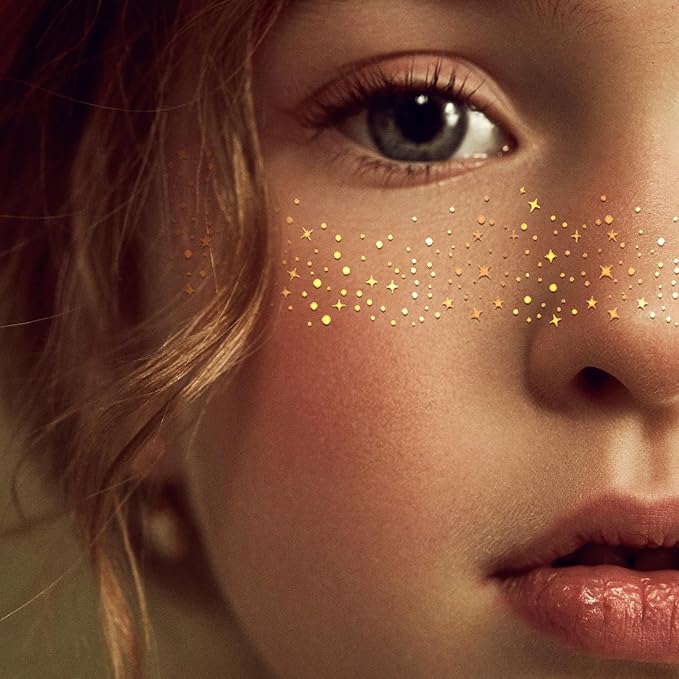 Glitter Freckles Face Tattoo, 20pcs Sparkle Freckles, Gold Face Glitter Speckles