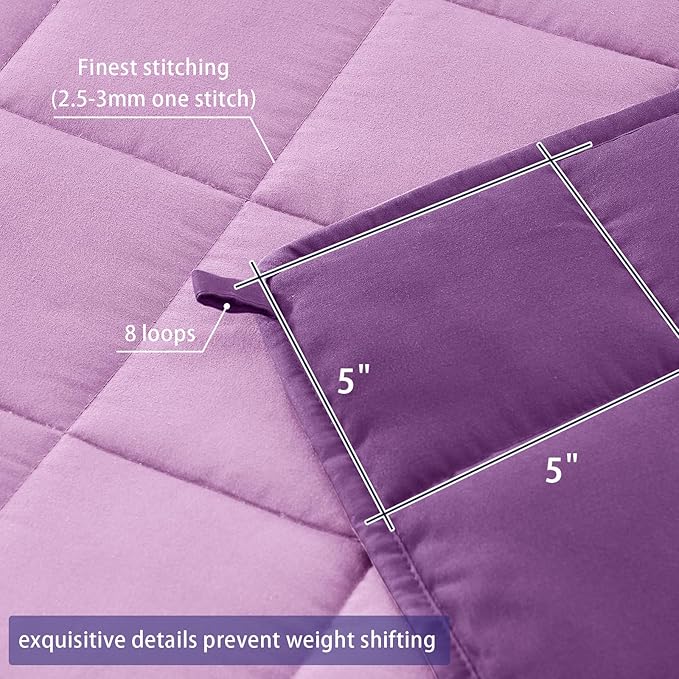 yescool Weighted Blanket for Adults (17 lbs, 60" x 80", Purple) Cooling Heavy Blanket for Sleeping Perfect for 110-130 lbs, Queen Size Breathable Blanket with Premium Glass Bead, Machine Washable