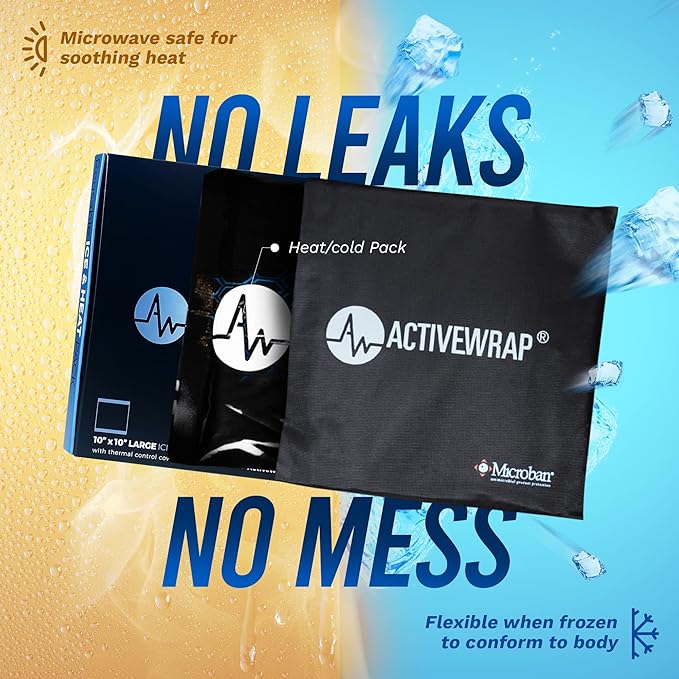 ActiveWrap - Back Ice Pack for Back Pain, Swelling, Sprain, Spasm, Stiffness and More, Reusable Ice Pack for Injuries with Compression Strap, Use for Hot and Cold Therapy, XX-Large