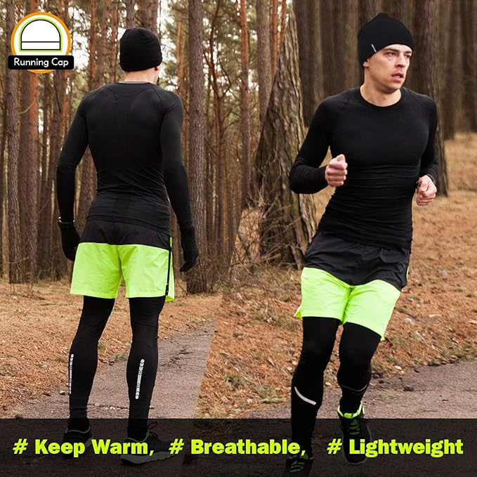 9" Multifunctional Lightweight Beanies Hats Snug Fitting, Running Skull Cap Helmet Liner Sleep Caps