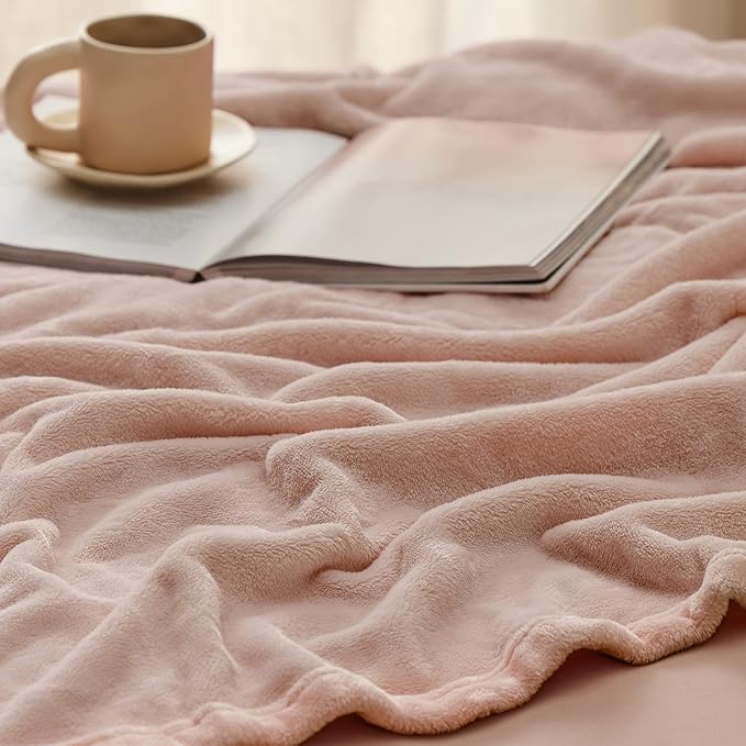 Bedsure Fleece Blanket Twin Size Dusty Pink - 300GSM Lightweight Plush Fuzzy Cozy Soft Warm Blanket for Bed, Sofa, Couch, Travel, Camping, 60x80 inches