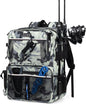 BAVGRED Fishing Backpack with Removable Bait Binder, Large Water Resistant Tackle Bag Storage Gear and Equipment for Fishing, Camping, Hiking, Grey