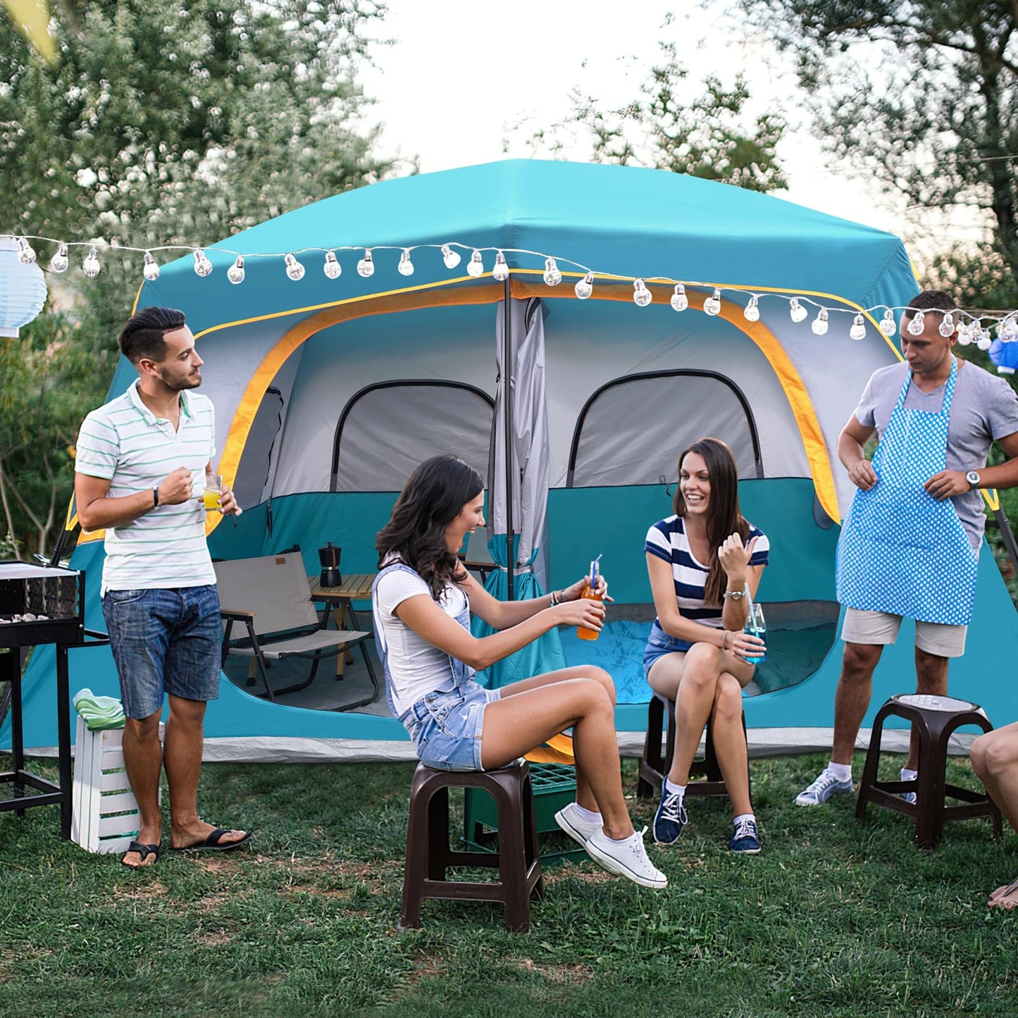 UNP 2/4/6/8 Person Tent, Portable Cabin Tent, Camping Tent 4-Person Easy Set Up, Waterproof with Top Rainfly for Outdoor Camping/Hiking | Easy Set Up, Waterproof, Top Rainfly