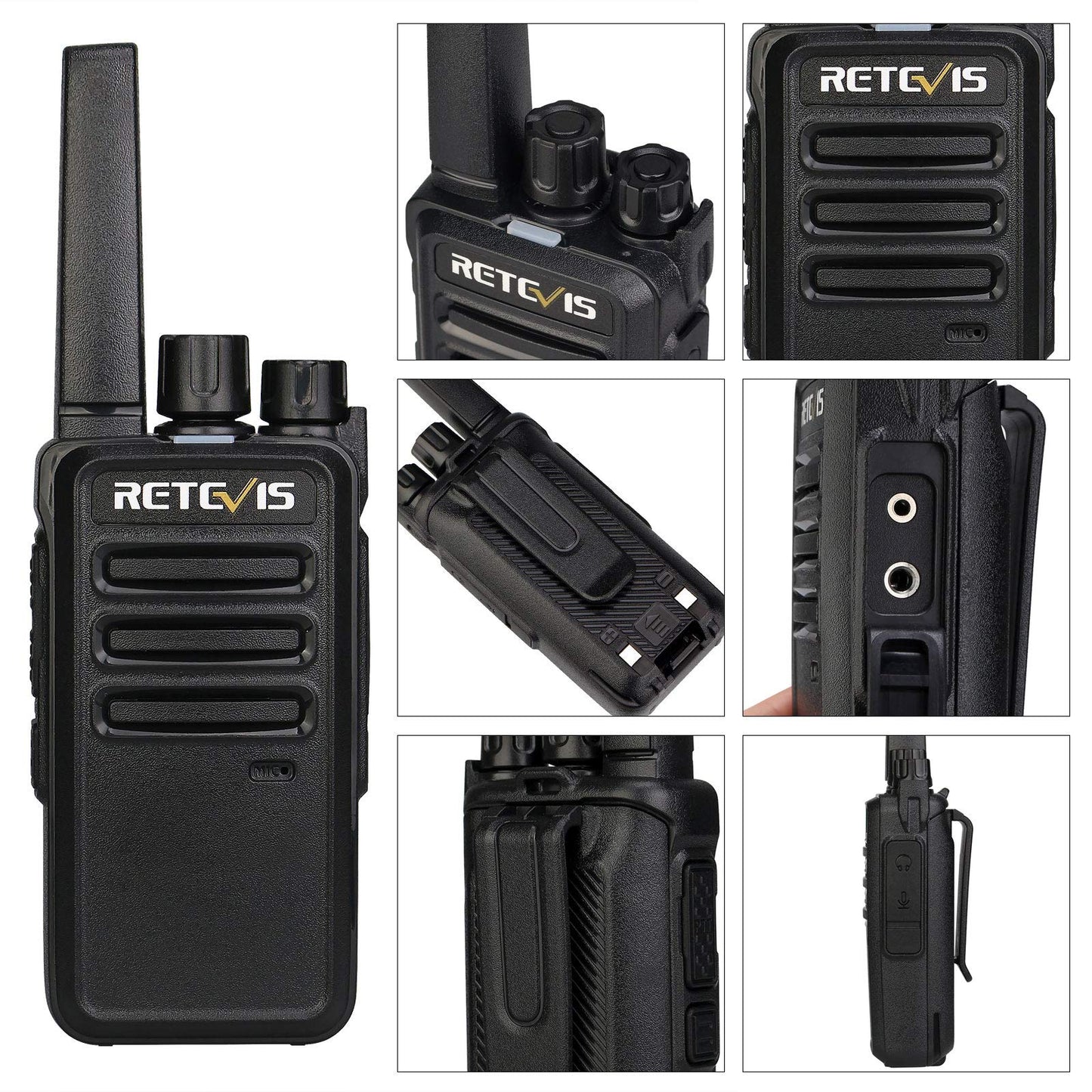 Retevis RT68 Walkie Talkies with Earpiece, Portable FRS Two-Way Radios Rechargeable, with 6 Way Multi Unit Charger, Hands Free, Long Range, Rugged 2 Way Radios 6 Pack for Adults School Church