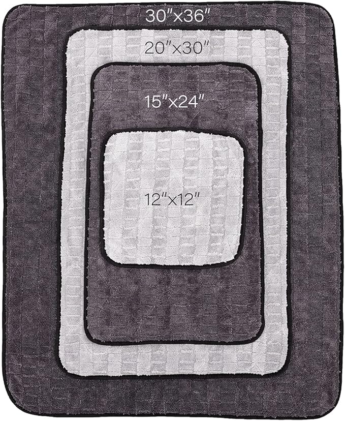 The Rag Company Gauntlet Car Drying Towel - 70/30 Korean Microfiber, Dries Faster Without Scratching, 900gsm, 30x36 inches, Ice Grey/Grey, Pack of 1